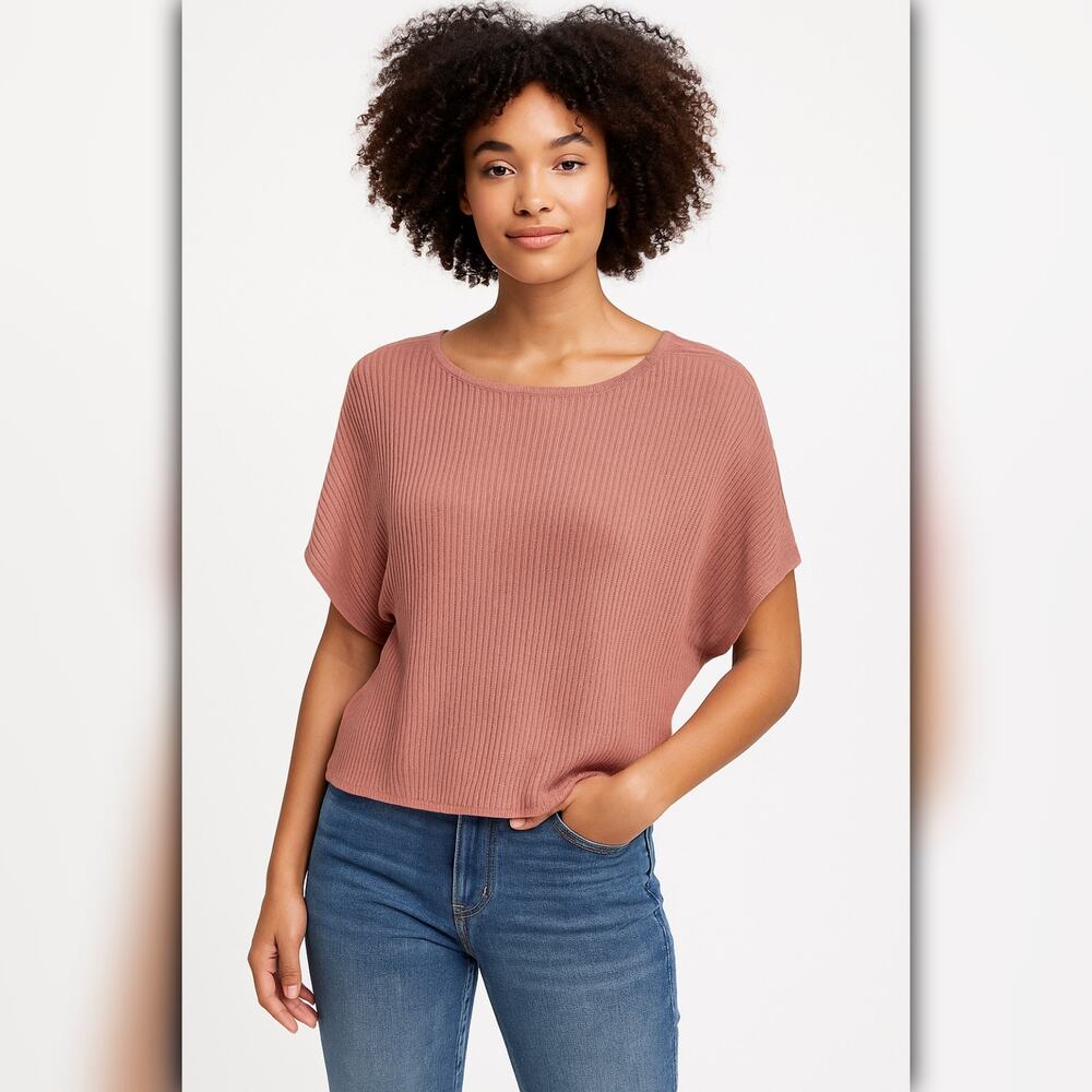 A377 • Dusty Peach Dolman Ribbed Knit Top